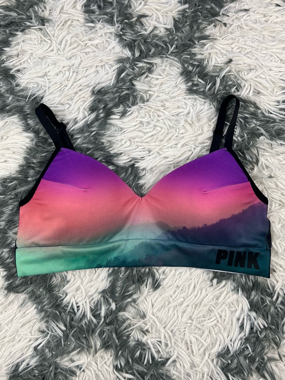 Victoria's Secret PINK Cool&Comfy Wireless Bra Ombre Sunset Lightly Lined Size M